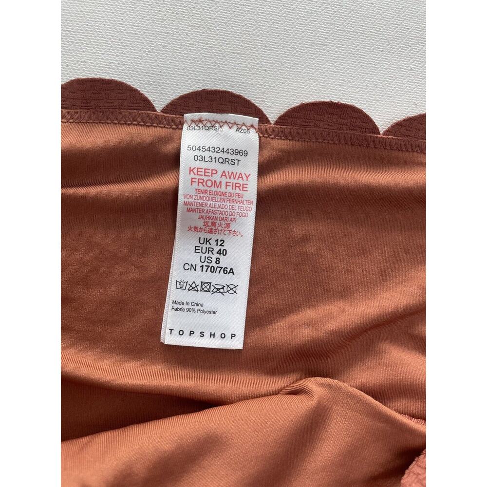 Topshop Textured Scallop Bikini Swim Bottom Rust Brown US Size 8 - Picture 4 of 6